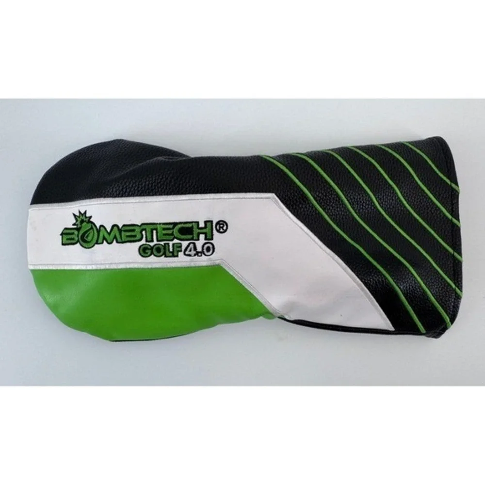 BombTech Golf 4.0 Driver Headcover Black Green White Faux Leather EUC